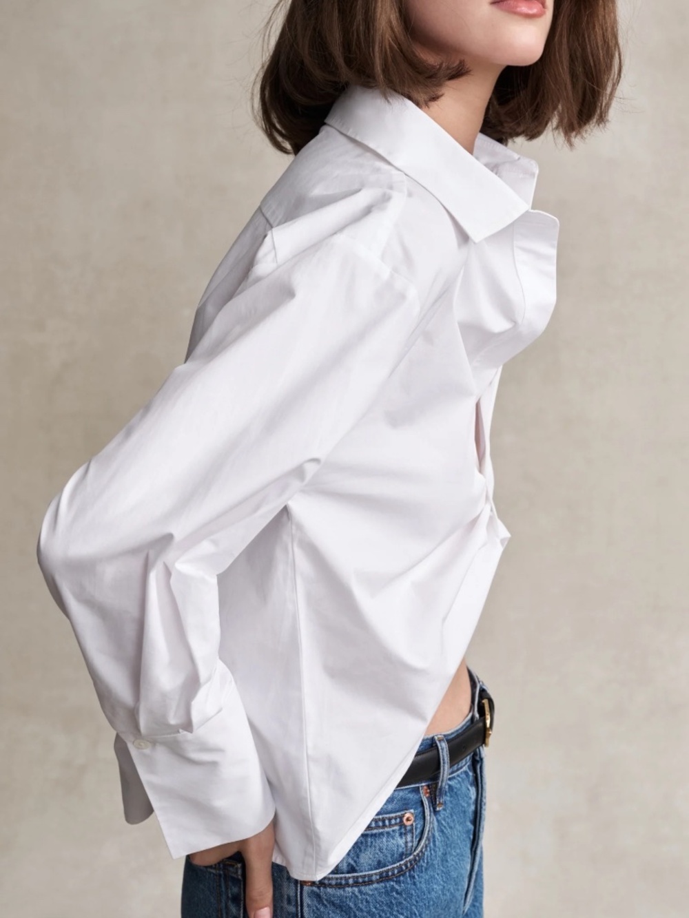 Hevron Paola Top — White Cotton Poplin, Size S - Picture 6 of 6